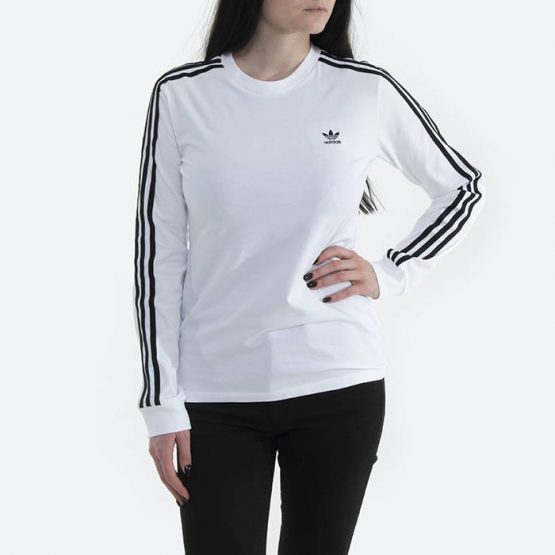 חולצת טי שירט ארוכות אדידס לנשים Adidas Originals Adicolor Classic - לבן