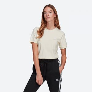חולצת T אדידס לנשים Adidas Originals Adicolor Classics 3-Stripes - לבן/בז'