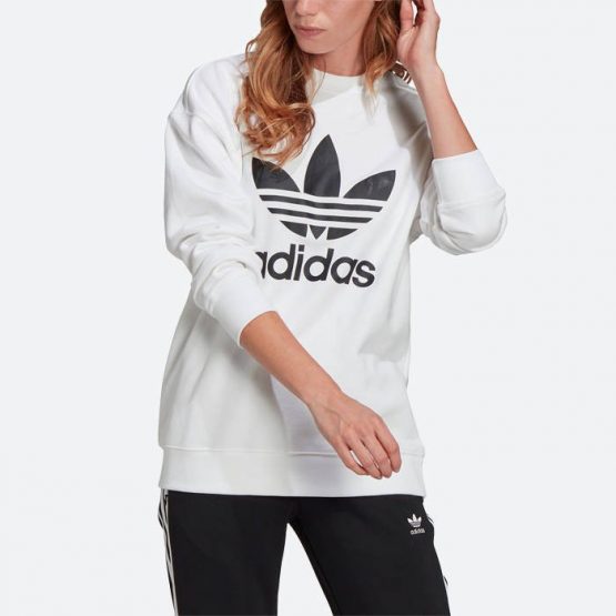 סווטשירט אדידס לנשים Adidas Originals Trefoil Crew - לבן