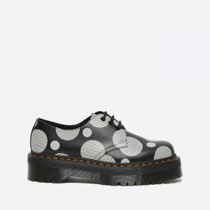 נעלי אלגנט דר מרטינס  לנשים DR Martens POLKA DOT SMOOTH LEATHER PLATFORM - שחור/לבן
