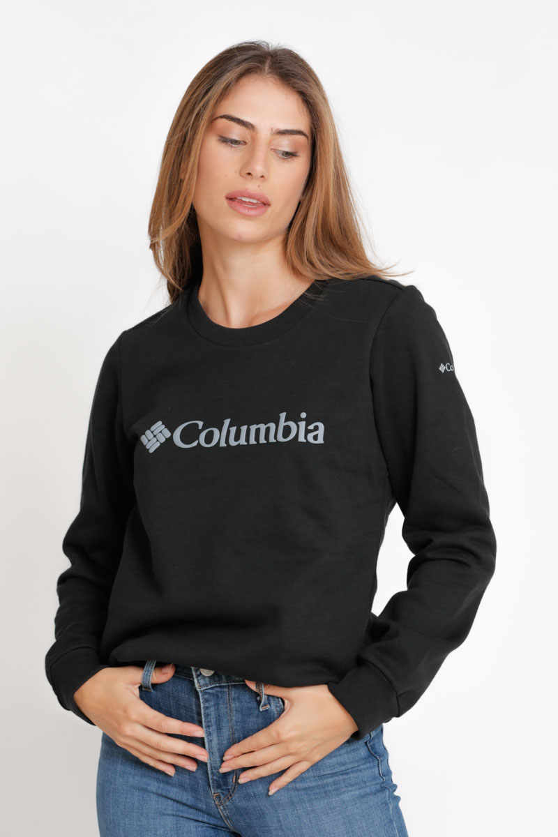 סווטשירט קולומביה לנשים Columbia Long Logo - שחור
