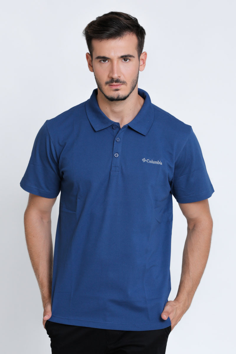 חולצת פולו קולומביה לגברים Columbia Small Logo - כחול