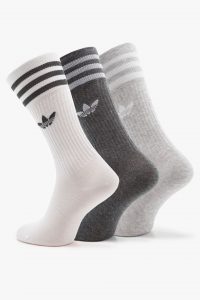 גרב אדידס לגברים Adidas SOLID CREW - לבן/אפור