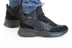 נעלי סניקרס טומי הילפיגר לגברים Tommy Hilfiger HIGH SNEAKER BOOT LEATHER - שחור