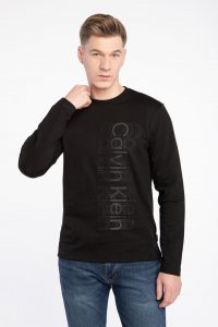 סווטשירט קלווין קליין לגברים Calvin Klein MULTI LOGO LS LIGHT SWEATSHIRT - שחור