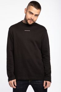 סווטשירט קלווין קליין לגברים Calvin Klein Micro branding rib - שחור
