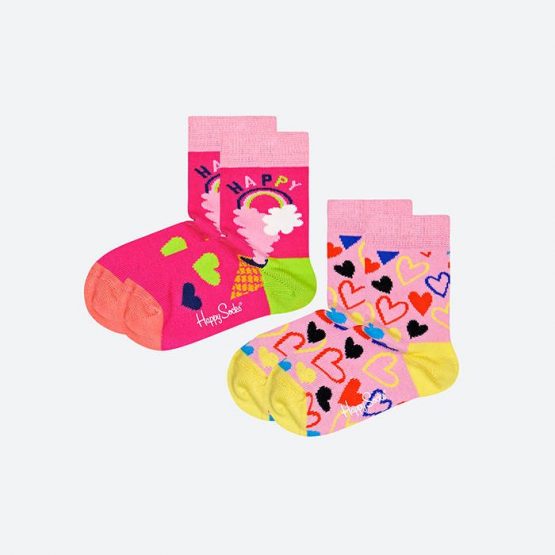 גרב Happy Socks לילדות Happy Socks 2-pack Love - ורוד