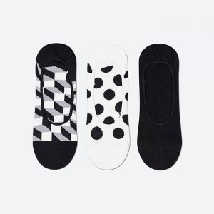 גרב Happy Socks לגברים Happy Socks 3-pak Filled Dot Liner - שחור/לבן