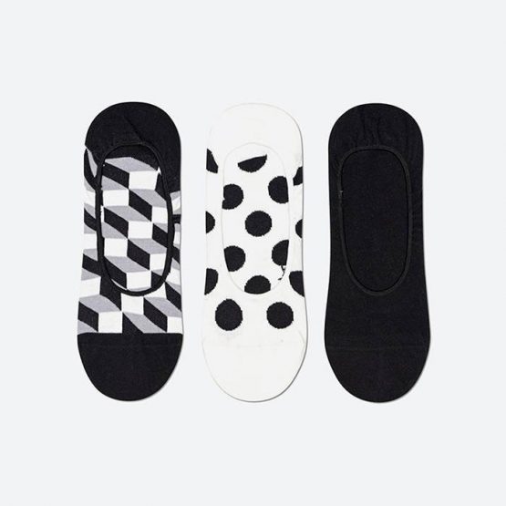גרב Happy Socks לגברים Happy Socks 3-pak Filled Dot Liner - שחור/לבן