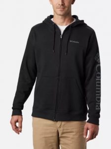 סווטשירט קולומביה לגברים Columbia LOGO FULL ZIP - שחור