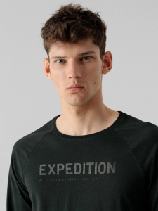 חולצת אימון פור אף לגברים 4F REGULAR LONGSLEEVE - אפור כהה