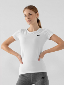 חולצת T פור אף לנשים 4F QUICK-DRY REGULAR TRAINING SHIRT - לבן