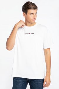 חולצת T טומי הילפיגר לגברים Tommy Hilfiger Small LOGO - לבן