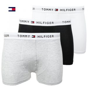 תחתוני טומי הילפיגר לגברים Tommy Hilfiger BOXER 3 IN PACK - לבן/אפור