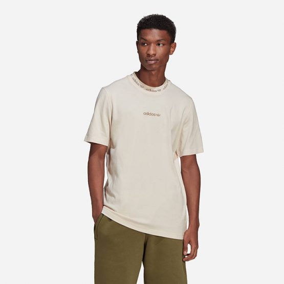 חולצת טי שירט אדידס לגברים Adidas Originals Originals Trefoil Linear Tee Trend Pack - בז'