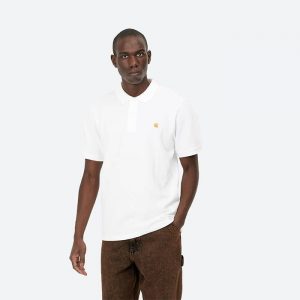 חולצת פולו קארהארט לגברים Carhartt WIP Chase Pique Polo - לבן