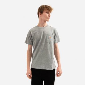 חולצת T קארהארט לגברים Carhartt WIP Pocket - אפור בהיר