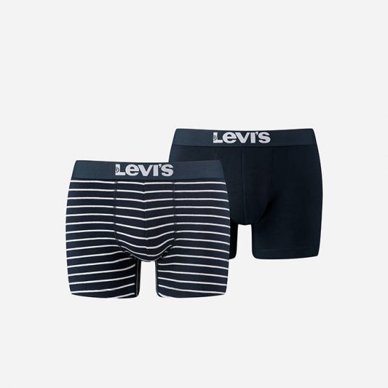 תחתוני ליוויס לגברים Levis Vintage Stripe Boxer Brief 2-pack - שחור/אפור