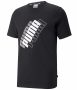 חולצת T פומה לגברים PUMA POWER LOGO TEE - שחור/לבן