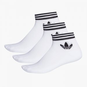 גרב אדידס לגברים Adidas Originals Originals Trefoil Ankle Sock 3-Pack - לבן