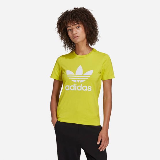 חולצת טי שירט אדידס לנשים Adidas Originals Adicolor Classics Trefoil - צהוב