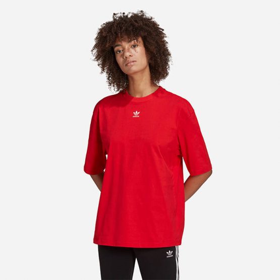 חולצת טי שירט אדידס לנשים Adidas Originals Adicolor Essentials - אדום