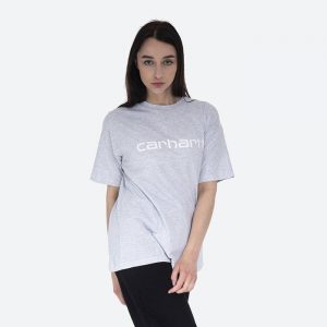 חולצת T קארהארט לנשים Carhartt WIP Script T-Shirt - אפור בהיר