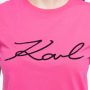 חולצת T קרל לגרפלד לנשים Karl Lagerfeld Logo Rhinestone - ורוד