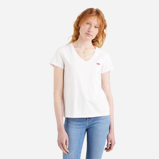 חולצת T ליוויס לנשים Levi's Perfect Vneck - לבן
