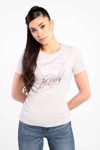 חולצת T גס לנשים Guess ICON - ורוד בהיר