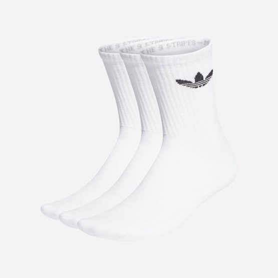 גרב אדידס לגברים Adidas Originals Mid cut Crew Socks  3pairs - לבן קלאסי
