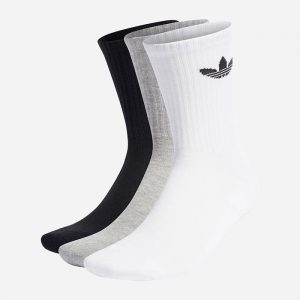 גרב אדידס לגברים Adidas Originals Cushioned Trefoil Mid-Cut Crew Socks 3-pack - שחור