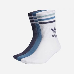 גרב אדידס לגברים Adidas Originals Mid cut Crew Socks 3-Pack - כחול/לבן