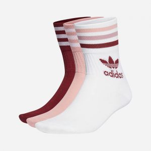 גרב אדידס לגברים Adidas Originals Mid cut Crew Socks 3-Pack - ורוד/לבן