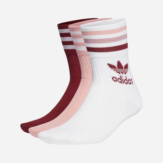 גרב אדידס לגברים Adidas Originals Mid cut Crew Socks  3pairs - ורוד/לבן