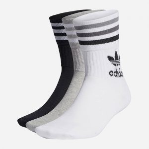 גרב אדידס לגברים Adidas Originals Mid cut Crew Socks 3-Pack - שחור/לבן/אפור