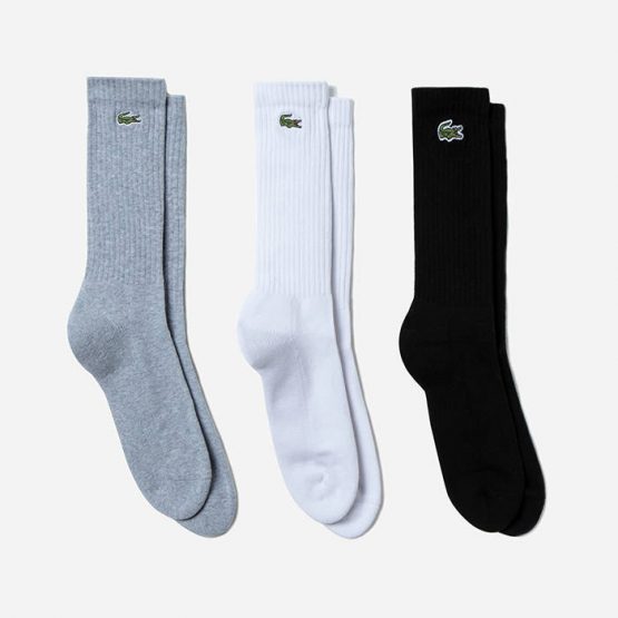 גרב לקוסט לגברים LACOSTE Socks 3-pack - אפור בהיראפור בהיר