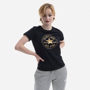 חולצת T קונברס לנשים Converse Authentic Glam Chuck Patch - שחור