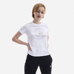 חולצת T קונברס לנשים Converse Authentic Glam Chuck Patch - לבן
