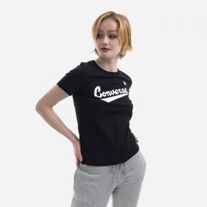 חולצת T קונברס לנשים Converse Center Front Nova - שחור