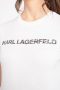 חולצת טי שירט קרל לגרפלד לנשים Karl Lagerfeld ELONGATED ZEBRA LOGO T SHIRT 221W1725 100 - לבן