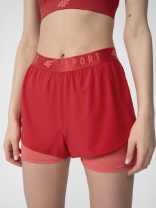 מכנס ספורט פור אף לנשים 4F 2-IN-1 QUICK-DRYING TRAINING SHORTS - אדום
