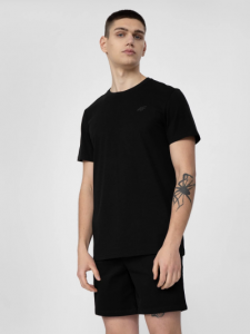 חולצת טי שירט פור אף לגברים 4F REGULAR PLAIN T-SHIRT - שחור