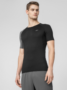 חולצת אימון פור אף לגברים 4F QUICK-DRYING TRAINING SHIRT - שחור/אפור
