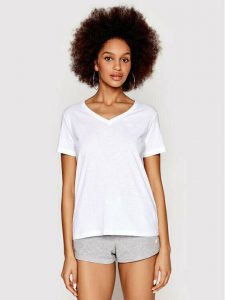 חולצת טי שירט פור אף לנשים 4F REGULAR PLAIN T-SHIRT - לבן