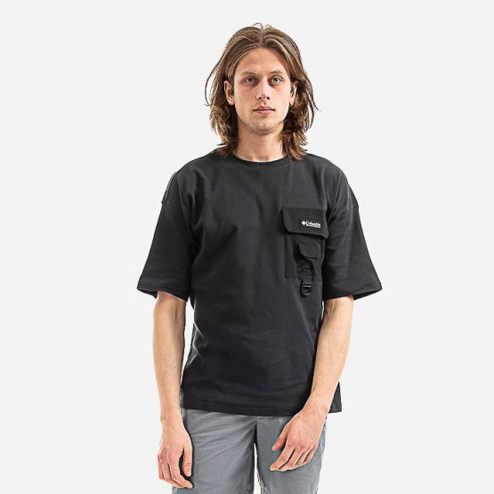 חולצת T קולומביה לגברים Columbia Field Creek Doubleknit - שחור