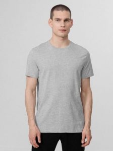 חולצת T פור אף לגברים 4F REGULAR PLAIN T-SHIRT - אפור