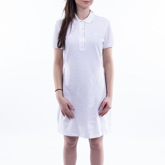 שמלה ארוכה לקוסט לנשים LACOSTE Piquu00e9 Polo Dress - לבן