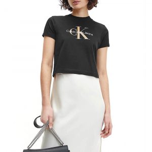 חולצת T קלווין קליין לנשים Calvin Klein Gel Monogram Tee - שחור