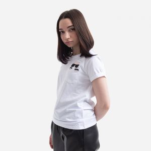 חולצת T קרל לגרפלד לנשים Karl Lagerfeld Ikonic Pocket T- Shirt - לבן